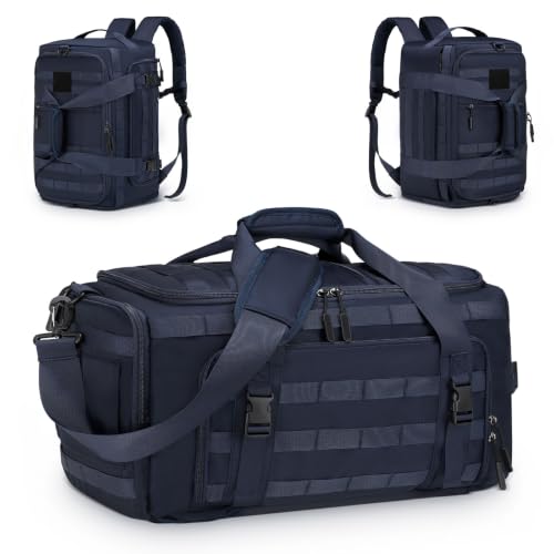 38L Convertible Duffel Backpack, 3 in 1 Gym Bag with Laptop Sleeve, Wet Pockets & Insulated Bottom, Navy Blue - color: Navy Blue, size: 38L