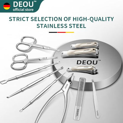 DEOU Kit Grooming Nail Clippers Set 11 in 1 Stainless Steel Professional Manicure Kit Nail Clippers Set for Women, 11pcs Luxurious Personal Care Manicure Nail Gift Set for Travel or Home - color: Gray