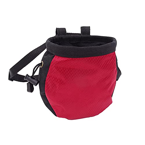 Chalk Bag,Rock Climbing Gear,Metal Powder Bags，with Zippered Pocket and Adjustable Waistband，Suitable for Fitness, Rock Climbing, Track and Field, Weightlifting, Billiards Chalk Bag (Red)