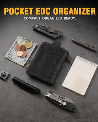 VIPERADE VE28 6-in-1 EDC Pouch, 500D Compact EDC Pocket Organizer, Molle Extension Tool Storage Bag, Small Coin Purse/Card Holder/Swiss Army Knife Pocket Pouch (Black) - color: Black