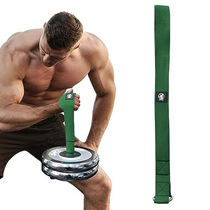 J Bryant Arm Wrestling Training Strap Belt Hand Grip- Ideal for Wrist Forearm and Biceps Workouts Multifunctional Home Gym Fitness Equipment Compatible with 1 inch and 2 inches Barbell Plates - color: Green