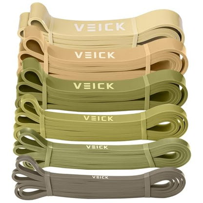 VEICK Pull Up Assist Resistance Bands for Home Gym | 100% Natural Latex, Non Slip Leather Texture, Space Saving, Versatile for Full Body Training, Home Gym - color: Green Set of 6