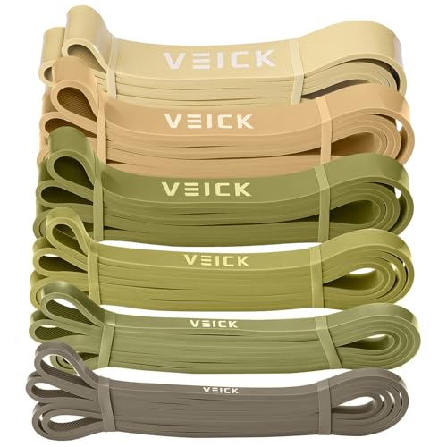 VEICK Pull Up Resistance Bands Set, Heavy Stretch Workout Bands, Fitness Assistance Bands for Men Women, Portable Exercise Equipment for Home Gym Office Travel - color: Green Set of 6