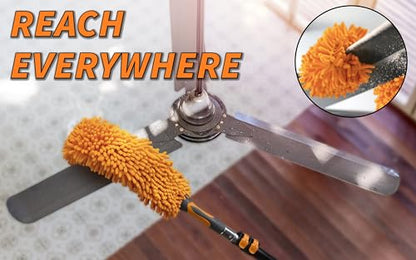 5-8 ft Long Telescopic Extension Pole // Multi-Purpose Extendable Pole with Universal Twist-on Metal Tip // Lightweight and Sturdy // Best for Painting, Dusting and Window Cleaning - size: 8 feet