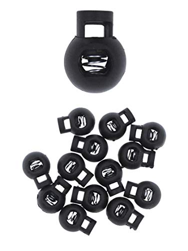 Mandala Crafts Black Spring Cord Locks Ball Toggles for Drawstrings | 50 PCs, Waterproof, Plastic Stoppers, Single Hole Clamps, Clips Locking Ends for Paracord Shoelace Face Masks Round Flat Cord - color: Black, size: Round Single Hole 0.9 Inch