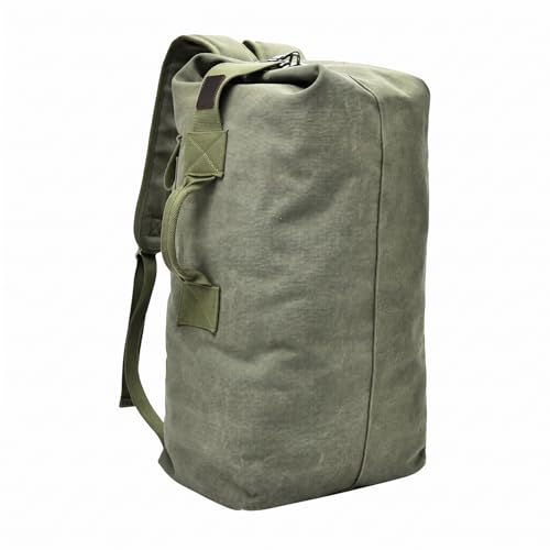 Military Tactical Backpack Large Capacity Travel Climbing Bag Duffel Bag Top Load Double Strap Canvas Backpack - color: Green