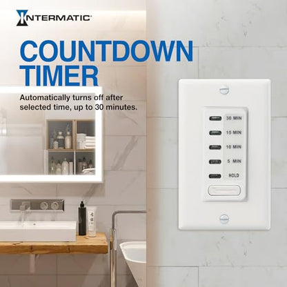 Intermatic EC200WK Electronic Countdown Timer - Efficient Control, Silent Operation, Versatile Applications - 5/10/15/30 Minute Countdown Timer