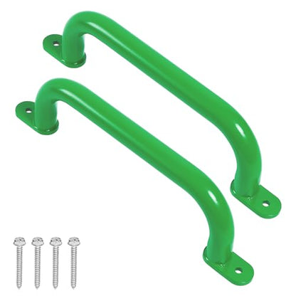 13'' Green Playground Handles Safety Grab Bar Indoor & Outdoor 2pcs | Heavy Duty Solid Metal, Smooth Glossy Powder Coated, Comfy Secure Handle Bar, Playset Playhouse Climbing Frame Jungle Gym - color: Green - B