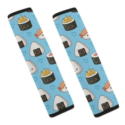 Universal Soft and Comfortable Car Seat Straps Shoulder Pads for Girls and Boys, Most Cars, 1 Pair Cute Blue Sushi Harness Pads Strap Comfortable Driving - color: Pattern 1098