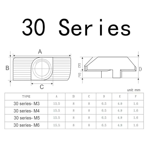 100 Pcs 3030 Series M5 T Nuts, T Slot Nut Hammer Head Fastener Nut, Nickel Plated Carbon Steel Nut for European Aluminum Profile,Drop in T Slot Nuts Assortment Kit(30-M5) - size: 30-M5(100 Pcs）