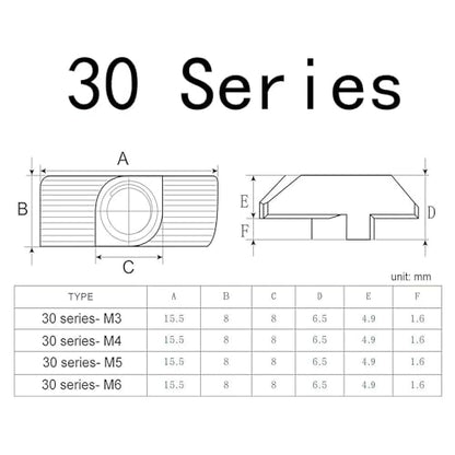 50 Pcs 3030 Series M5 T Nuts, T Slot Nut Hammer Head Fastener Nut, Nickel Plated Carbon Steel Nut for European Aluminum Profile,Drop in T Slot Nuts Assortment Kit(30-M5) - size: 30-M5(50 Pcs）