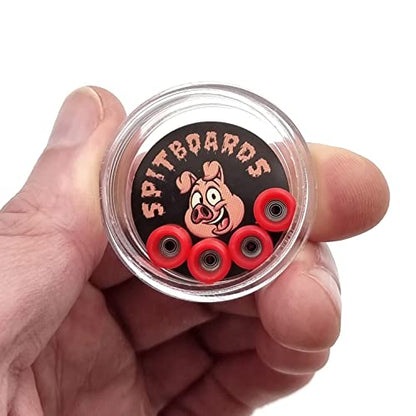 SPITBOARDS® Fingerboard Pro Wheels with Real Ball Bearings, Professional CNC Polyurethane Quality, Street Wheels Shape (Red) - color: Red