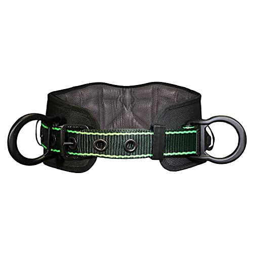 AFP Heavy-Duty 2 D-Ring Waist Body Belt w/Tongue Buckle Premium Stitching (OSHA/ANSI PPE) - color: Hivis & Black, size: Small-Medium