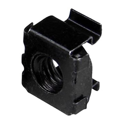 StarTech 100-Pack M6 Square Hole Cage Nuts & Tool, 19in/10in, Black, TAA | Mounts servers and AV equipment, Install tool for fast seating, Square-hole rails, GSA Schedule - color: Black, size: 100-pack, style: Cage Nut only