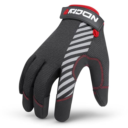 NoCry Utility Gloves for Men with Reinforced Fingers and Thumb Crotch; Double Stitched Palm and Touchscreen Tips; Breathable and Highly Flexible; — Ideal for Mechanics, Construction and Yard Work - size: Medium, style: Lite