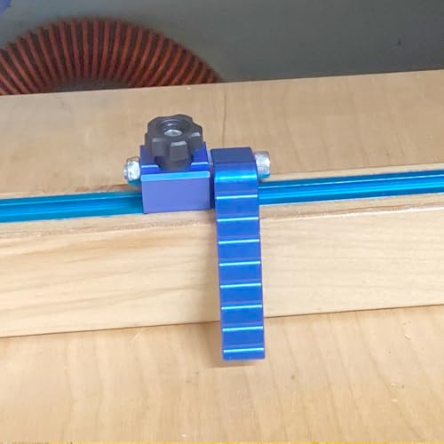 T-Track Flip Stop for 3-Inch Woodworking Fence, Precision Blue Aluminum Miter Saw Stop Block for Universal & Double-Cut T-Tracks (23/64"), Adjustable Arm for Precise Repeatable Cutting - style: 1 Pack
