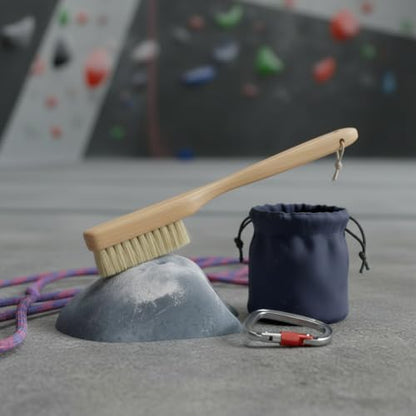 Versatile Climbing Brush for Gym Walls and Outdoor Rock - Boar Bristle Hold Care Tool with Beech Wood Handle (1 Pack)