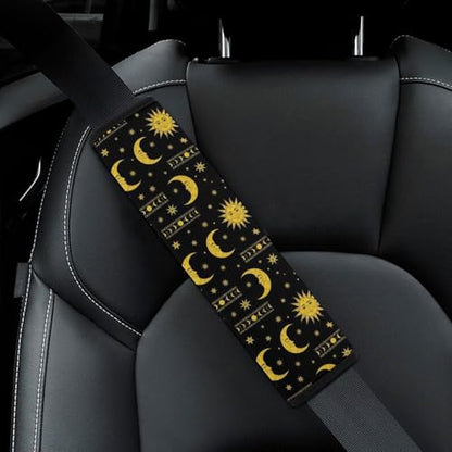 Soft Padded Car Seat Straps Shoulder Pads for Elderly Support, All Vehicles, 1 Pair Sun Moon Celestial Shoulder Protector Anti-Slip Pad - color: Pattern 933
