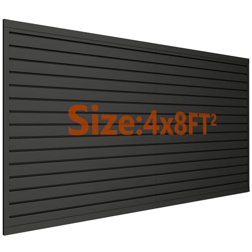 Slat Wall Paneling 4ft x 8ft, Slatwall Panel PVC Garage Storage System | Heavy Duty Wall Mounted Tool Organizer, Slate Board Wall Rack for Tools, Power Equipment & Organization,Black - color: Black, size: 4ft x 8ft