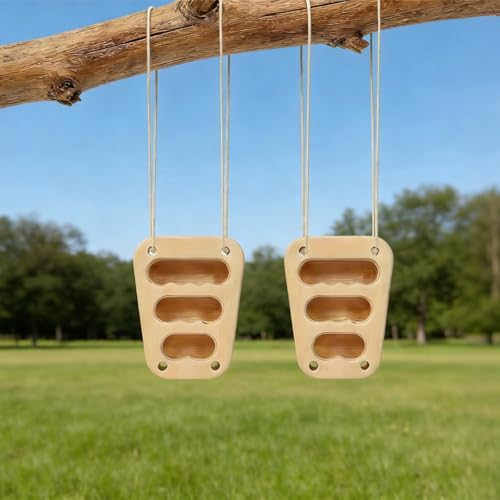 2 Pcs Wood Hangboard, Climbing Hangboard for Finger Strength Training, with Three Finger Grooves, Trapezoid Rock Climbing Holds, for Home Gym and Pull Up Bar