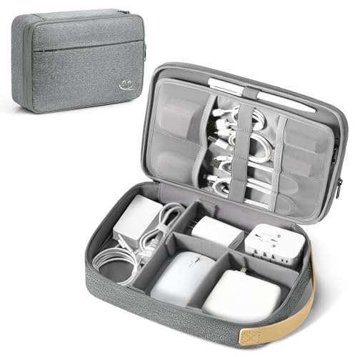 Travelkin Cord Organizer Travel, Cable Organizer For Electronic Accessories | Expandable electronics organizer,Charger organizer case, Large capacity travel case for Card,Usbs, travel essentials - color: Grey, size: Large