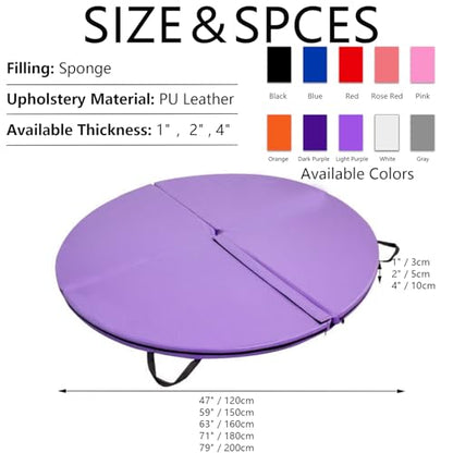 Foldable Pole Crash Mat, Pole Dance Mat, Anti-Collision Cushioned PU Leather Mat for Yoga, Gymnastics, Pole Dancing Pink 2" Tx4.9'W