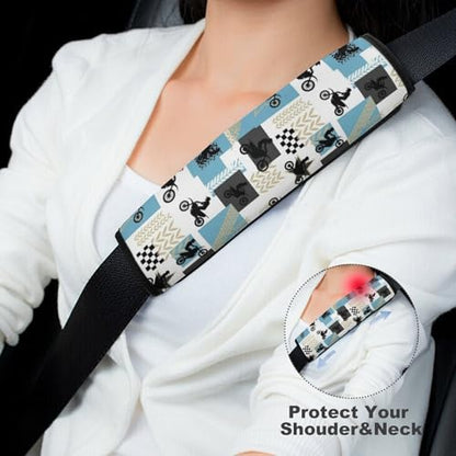 Breathable Seat Belt Shoulder Pad for Adults and Children, Stroller Pushchair High Chair, 2 Pack Racing Motocross Motorbike Dirt Bike Plaid Neck Strap Covers Easy Install (No Tool) - color: Pattern 931