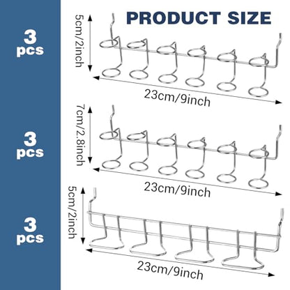 9 Pcs Pegboard Screwdriver Holders Organizer Pegboard Plier Holders Stainless Steel Peg Board Tool Utility Hooks Accessories Shelving Display Multi-Ring Tool Racks for Shop Store