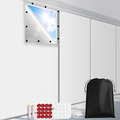 FADOTY 100% Blackout Curtains 2 Pack, 57"x 118" Black Out Window Cover | Blackout Window Film Shades Blinds, Cuttable, No Drill, Sun Heat Light Blocker for Bedroom, Nursery, Media Room, RV, White - color: White, size: 57"W x 118"H (Pack of 2)