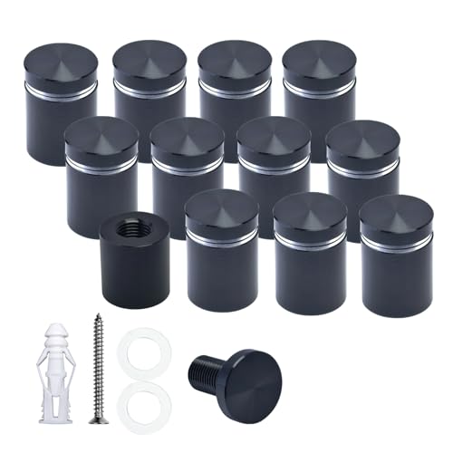 Pack of 12 Aluminum Standoff Screws Wall Sign Standoff Mounting Hardware Standoff Mounts for Acrylic Picture Frame (12, Black, 3/4" x 3/4“) - color: Black, size: 3/4" x 3/4“