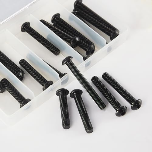 M8 x 60mm 65mm 70mm 75mm 80mm Button Head Socket Cap Screws Bolts, 10.9 Grade Alloy Steel, Black Oxide Finish, Metric Allen Hex Drive, Fully Threaded, Assortment Kit 15Pcs - size: Button M8x60-80mm