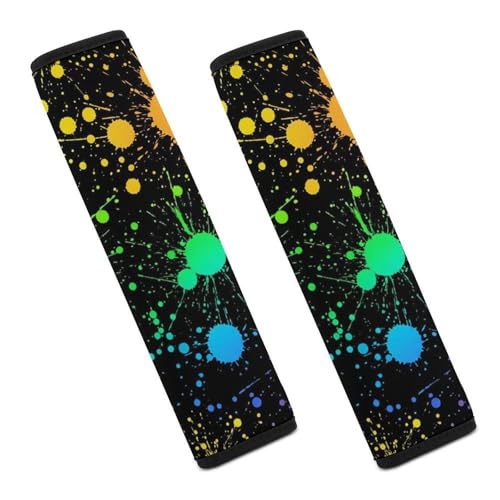 2 Piece Soft Padded Seat Belt Shoulder Pad for Adult Use, All Vehicles, Glow in Dark Paint Splatter Automotive Seat Belt Protector, Easy Install (No Tool) - color: Pattern 792