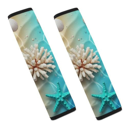 Universal Soft and Comfortable Blue Ocean Sea Shell Seat Belt Cover for Kids, Most Cars, 2 Piece Seat Belt Covers Cushion Shock Absorption - color: Pattern 1103