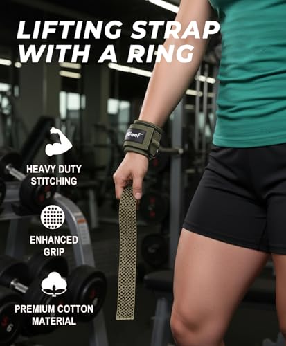 Weight Lifting Straps with Cuffed D Ring,Heavy Duty Thyick Comfortable Lifting Straps, Secure Fit, Enhanced Grip, Straps for Weightlifting & Gym Training - color: Green