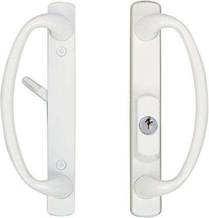 Rockwell Security Charlotte Offset Key Locking Sliding Door Handle with 3/4 Inch Keylock White Fits 1-3/4 Inch Thick Door with 4 Screw Holes - color: White
