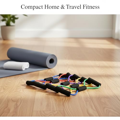 Figure 8 Resistance Band with Handles for Upper Body Exercise, TPE Exercise Loop for Arm and Shoulder Movement, Portable Fitness Gear (1 Pack) - color: Blue