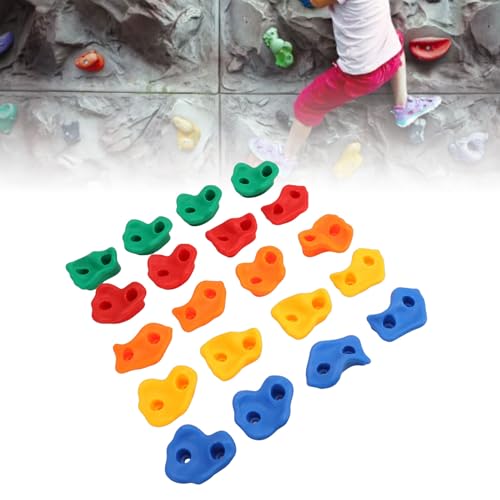 Rock Climbing Holds Set 20PCS Vibrant Multi Colored Wall Grips Gradual Adhesive for Kids PE Material