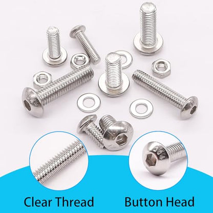 500PCS M3 M4 M5 Metric Screw Assortment Kit, 8-20mm Button Head Socket Cap Screws Bolts Nuts Washers Assortment Kit, 304 Stainless Steel Metric Bolts with 3 Hex Wrench - size: SS M3 M4 M5, style: Button Head