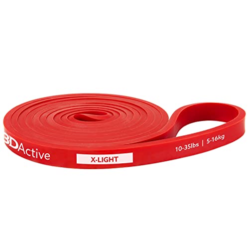 3DActive Pull Up Assist Band - Resistance Band for Strength Training, Powerlifting, Body Stretching, Crossfit - Exercise Guide Included. - color: #1 Red- 10 to 35 Pounds (1/2 " *4.5mm) - Single Band