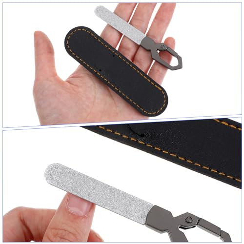 Ymapinc 2-Pack Small Nail Files Stainless Steel - Double Sided Metal Nail File for Women & Men with PU Case