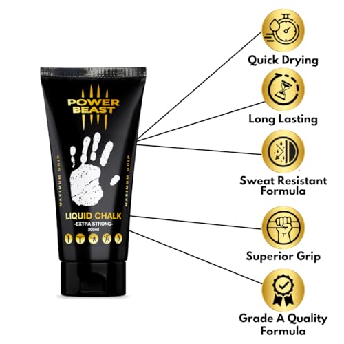 Liquid Chalk, 2 Bottles Combo of 200 + 50 ML, Liquid Sports Chalk, Free Professional Hand Grip for Gym, Weightlifting, Rock Climbing, Gymnastics, Crossfit, Powerlifting, Pole Dance.