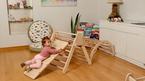 Montessori Wooden Climbing Set for Kids | Montessori Climbing Triangle Climbing Dome Ramp and Pillow | Montessori Climbing Frame Set for Toddler | Montessori Playground | Kids Play Gym(Star) - style: Star