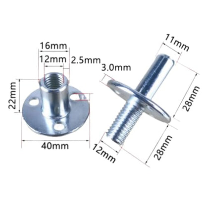 2 Sets M12 Metal Bedpost Connectors Screw-in T-nut Bedpost Connectors for Furniture Hardware Fittings, Sofa Bedpost Locking Connection Tee Nuts.