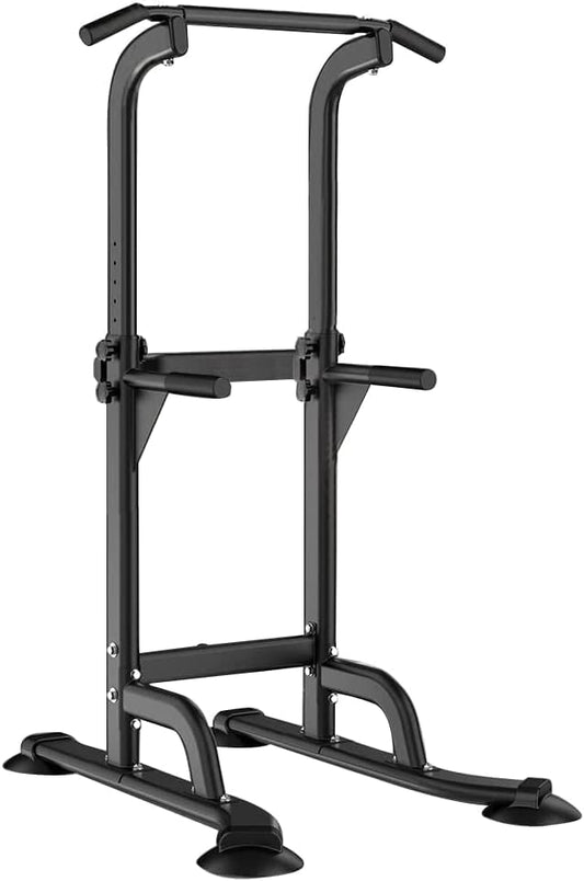 SogesHome Multi-Function Power Tower Pull Up Bar Dip Station for Home Gym | Height Adjustable PullUp Dip Stand, Full Body Strength Training Equipment, Fitness Workout for Push Ups Dips, 330LB Capacity - color: Black