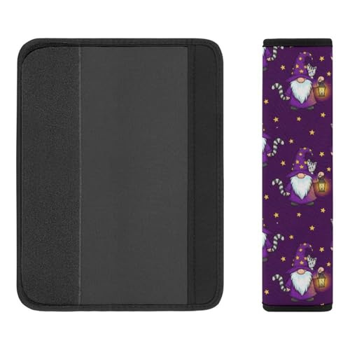 2PCS Cartoon Sleepy Gnome Purple Seat Belt Shoulder Pad Soft Padded Harness Pads Strap for Adults and Children, All Vehicles, Anti-Slip Pad - color: Pattern 343