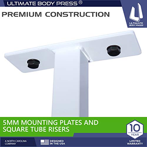Ceiling Mount Pull Up Bar with 48” Straight Bar and 14” Risers, Fits 16” and 24” Joist by Ultimate Body Press - color: white and black