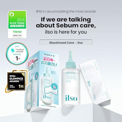 ilso Super Melting Sebum Softener, 5.29 fl oz, with 40 Skin Wrap Cotton Pads included, Pore Cleansing Solution, Blackhead Softener, Melts Away Blackheads & Sebum, Korean Skincare