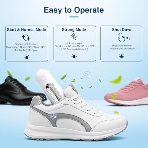 Qualirey Chemical-Free Shoe Deodorizer for Sneaker, Boot, Rechargeable Ozone Technology Shoe Odor Elimination (2 Pack)