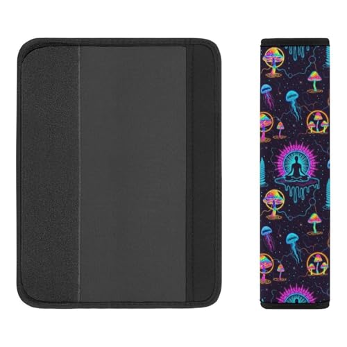 2 Pack Yoga Meditation Mushroom Flower Mandala Galaxy Space Jellyfish Car Seat Straps Shoulder Pads Breathable Shoulder Protector for Elderly Support, Most Cars, Pressure Relief - color: Pattern 658