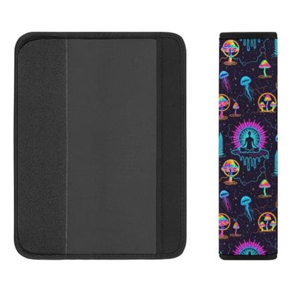 2 Pack Yoga Meditation Mushroom Flower Mandala Galaxy Space Jellyfish Car Seat Straps Shoulder Pads Breathable Shoulder Protector for Elderly Support, Most Cars, Pressure Relief - color: Pattern 658